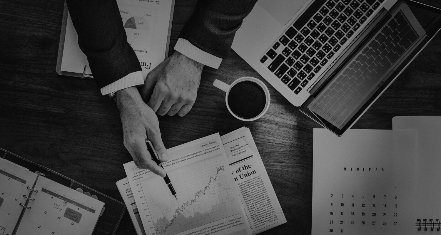 Aerial view of business data analysis graph